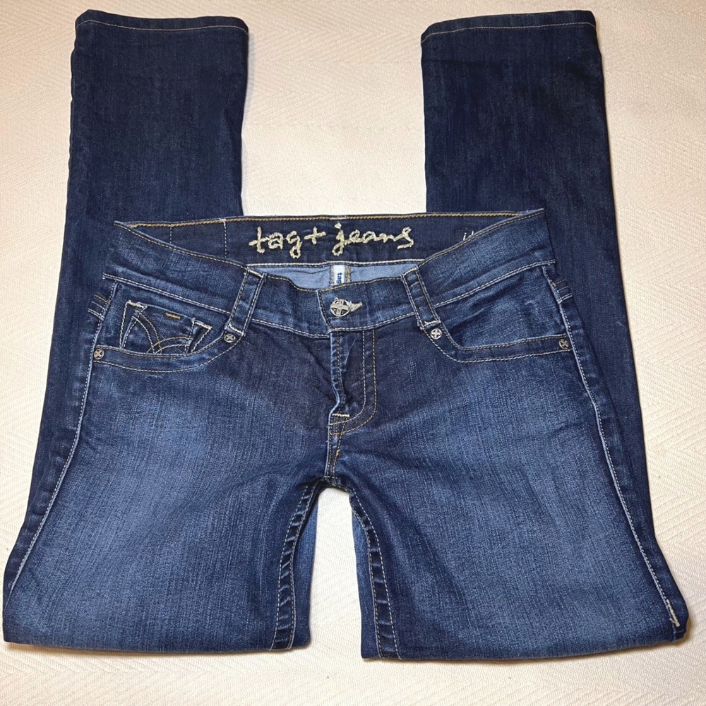 Y2K Tag Jeans Dark Wash Low Rise Slim Straight  size 28